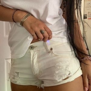 PACSUN White Distressed Shorts